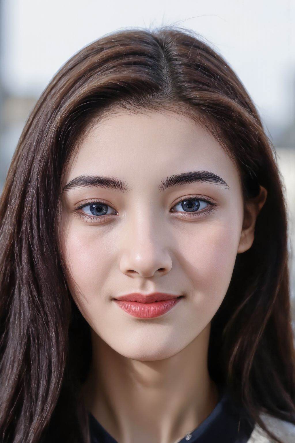 HDR photo of cinematic film still 1girl, realistic, solo, looking at viewer, long hair, photorealistic, smile, outdoors, <lora:girlslikeflux_ljx:1>