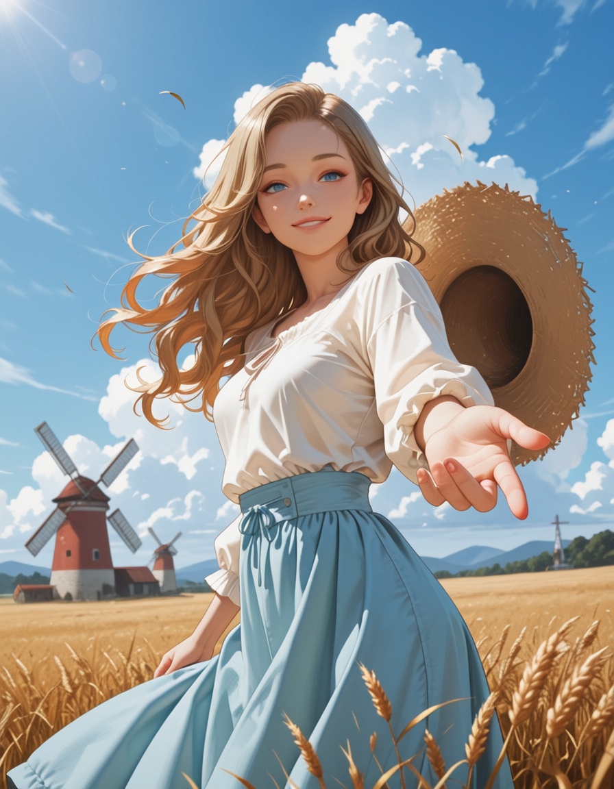 woman,  solo,  long wavy golden hair on Tensor.Art