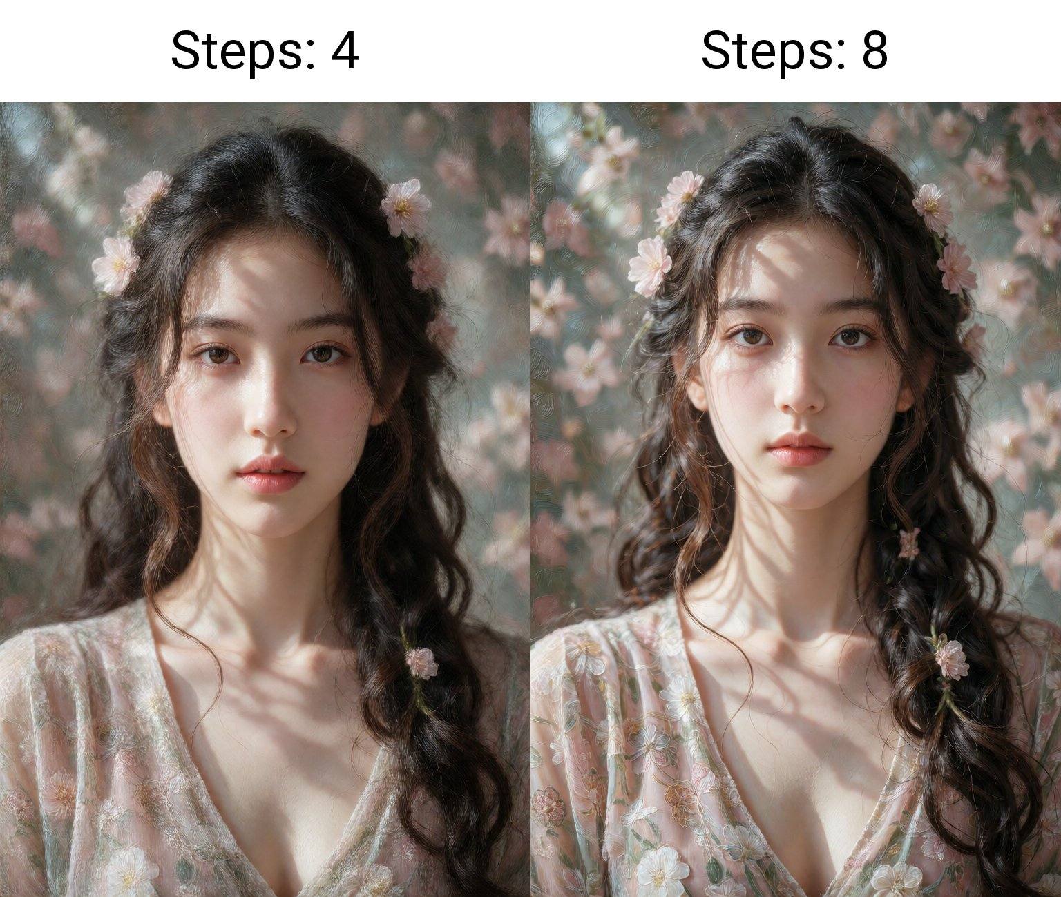 A portrait of a young East Asian woman with a slim,  graceful build,  centered in the frame and facing the viewer directly...