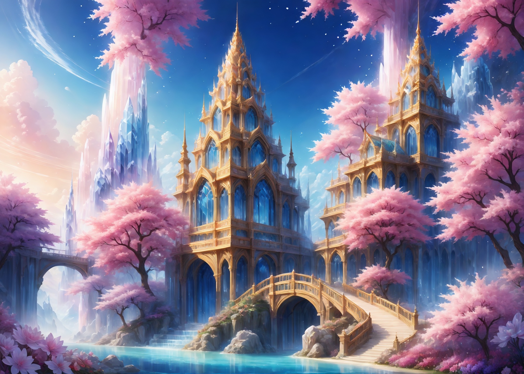 Fantasy Palace,<lora:20240412-1712929802470:0.75>,1girl,white dress,elegant full-body stance,