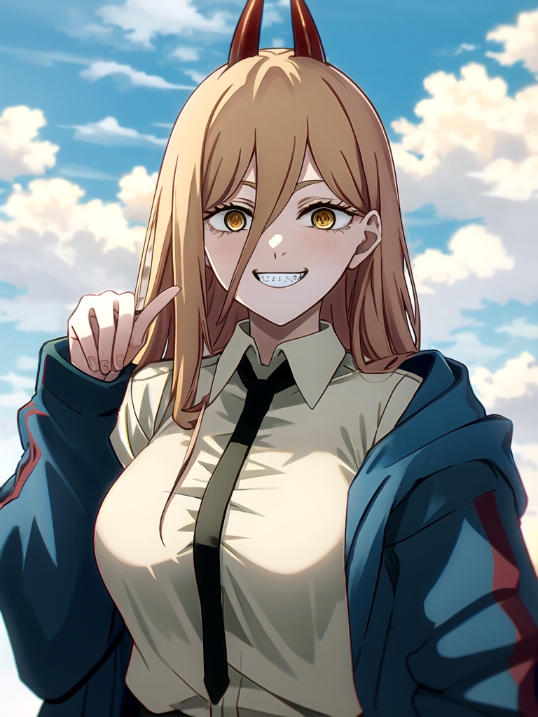 Power \(chainsaw man\),  long hair,  cloud on Tensor.Art