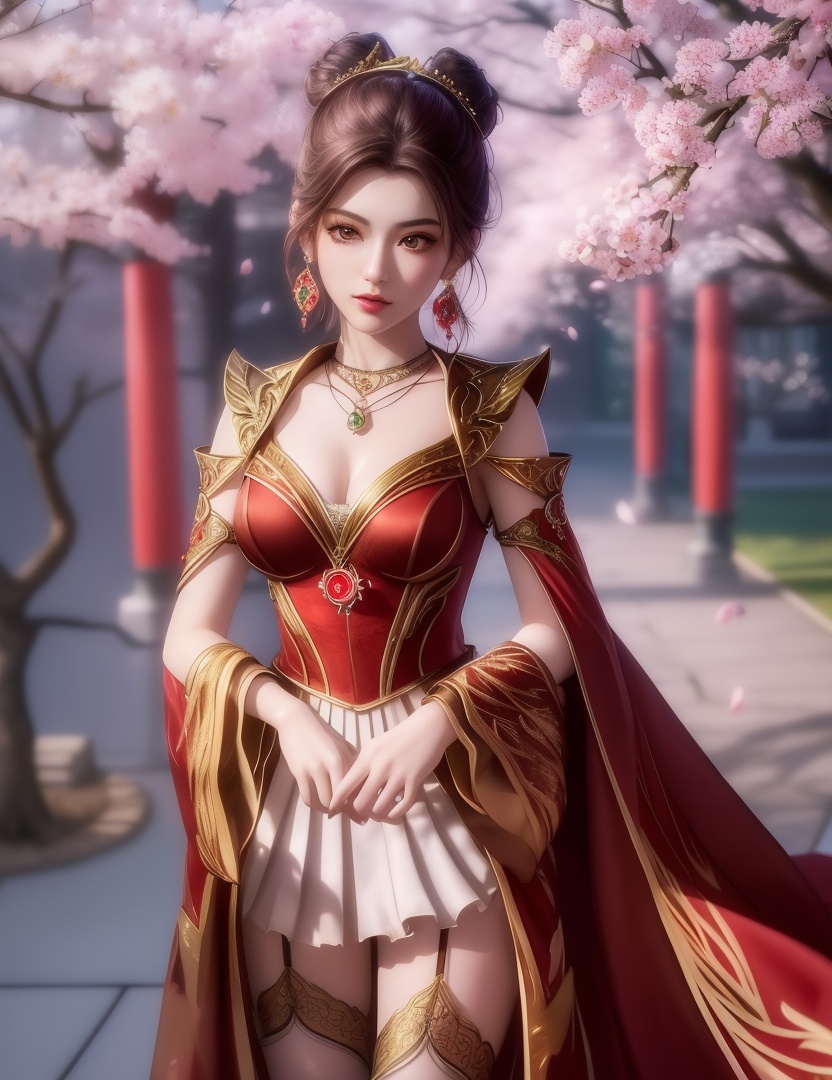 ultra realistic 8k cg, picture-perfect face, flawless, clean, masterpiece, professional artwork, famous artwork, cinematic lighting, cinematic bloom, perfect face, beautiful face, fantasy, dreamlike, unreal, science fiction,  beautiful clothes, lace, lace trim, lace-trimmed legwear,  (rich:1.4), prestige, luxury, jewelry, diamond, gold, pearl, gem, sapphire, ruby, emerald, intricate detail, delicate pattern, charming, alluring, seductive, erotic, enchanting, hair ornament, necklace, earrings, bracelet, armlet,halo((,1girl, pov,))(((cherry_blossoms, branch, 1girl, tree, spring_\(season\), solo, petals, black_hair, japanese_clothes,looking at viewer, )))    <lora:DA_MaXiaoTao:0.6>