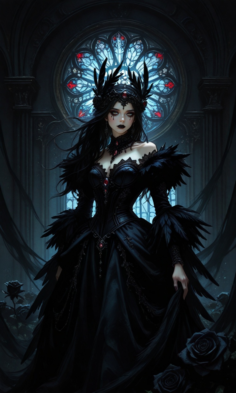 Woman,  black dress,  long dress on Tensor.Art
