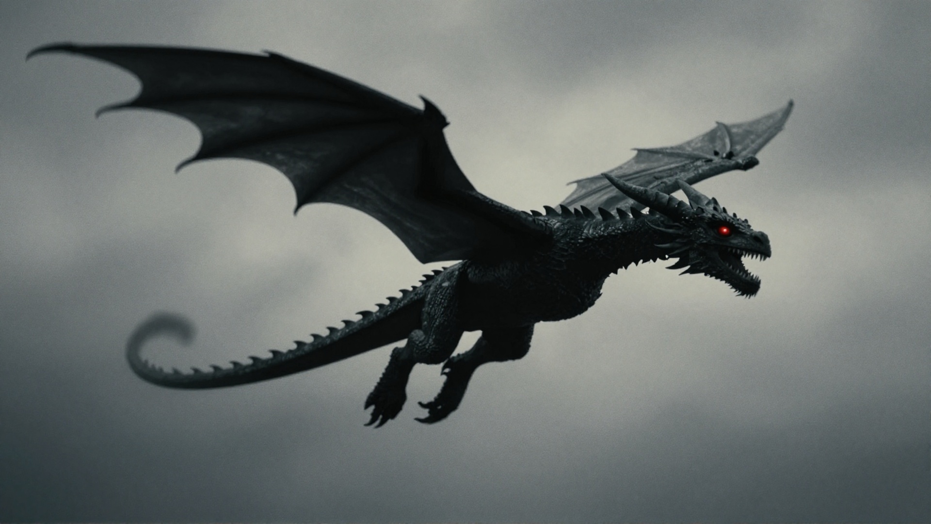 cinematic film still of silhouetted dark cinematic film image of a silhouette of a dragon flying in sky,  perfect image,...