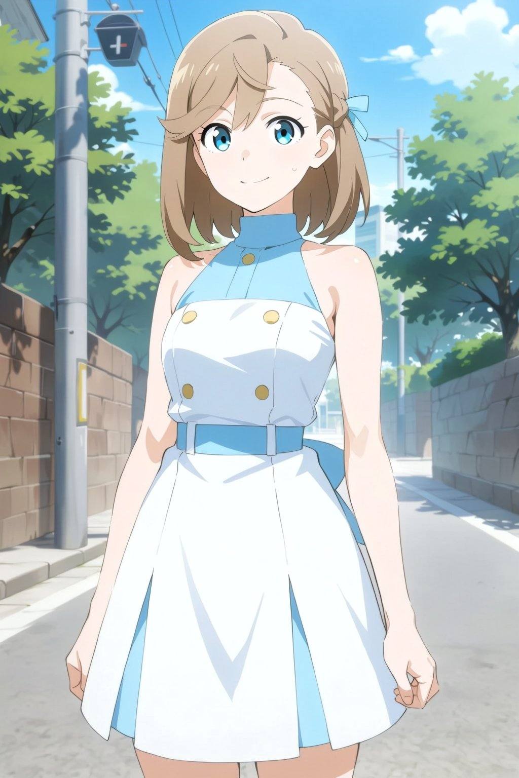 Anime-style illustration of a young,  fair-skinned female,  appearing to be in her late teens or early twenties on Tensor.Art