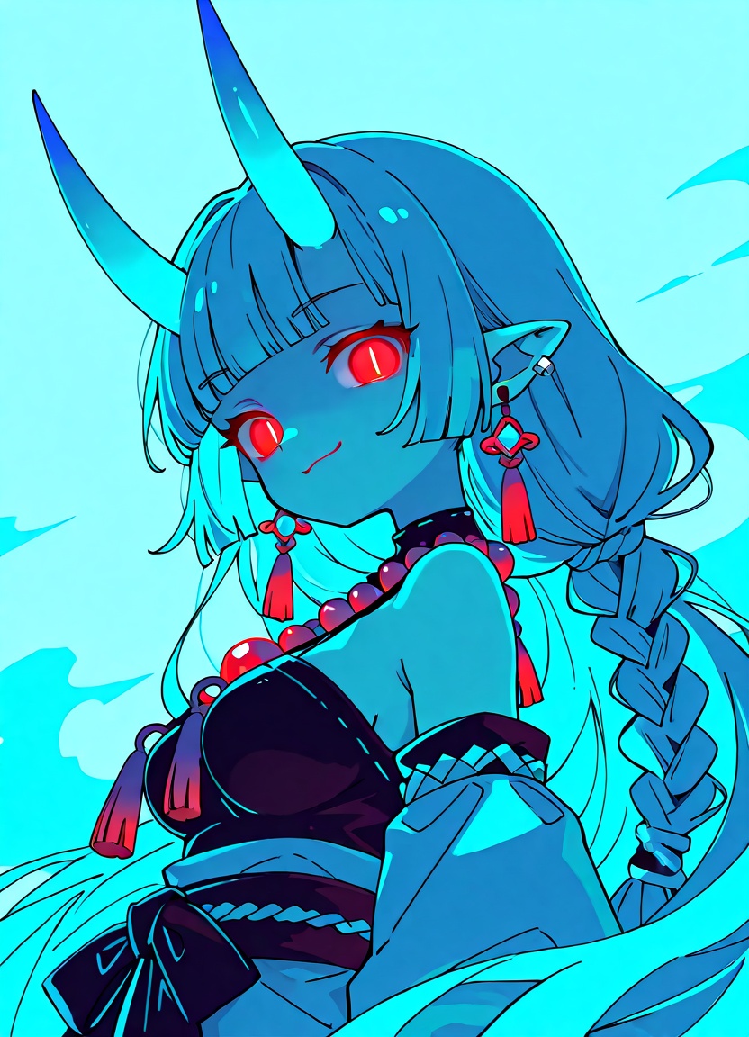 1girl,  solo,  horns on Tensor.Art