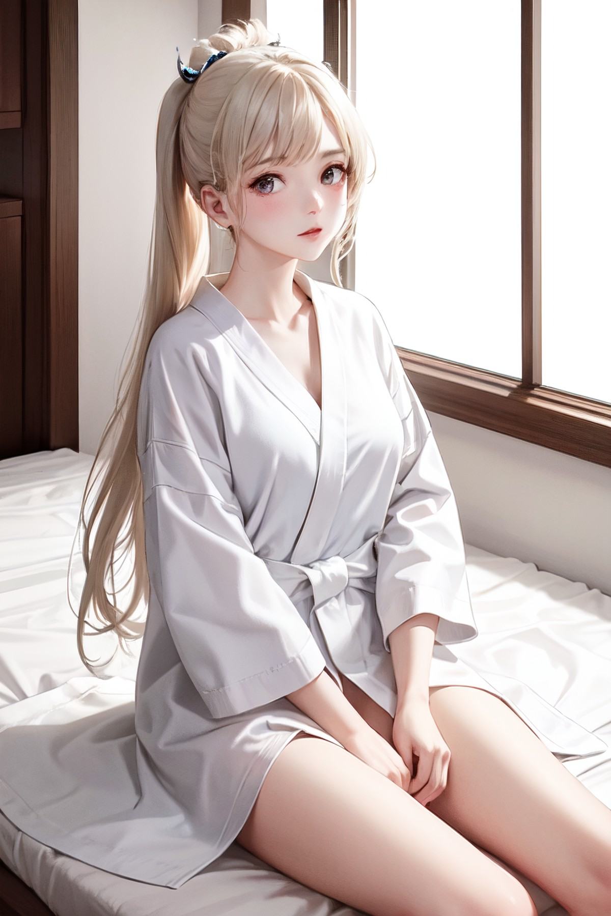 1girl,  white bathrobe on Tensor.Art