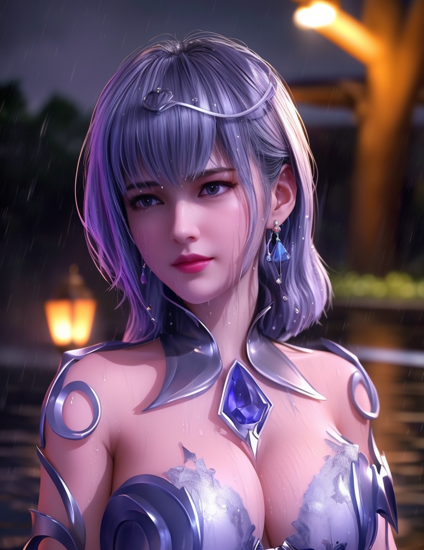 <lora:532-DA-斗罗大陆-叶泠泠:0.8>(,1girl, ,best quality, ),looking at viewer, ,ultra detailed 8k cg, ultra detailed background,  ultra realistic 8k cg,          cinematic lighting, cinematic bloom, (( , )),,  , unreal, science fiction,  luxury, jewelry, diamond, pearl, gem, sapphire, ruby, emerald, intricate detail, delicate pattern, charming, alluring, seductive, erotic, enchanting, hair ornament, necklace, earrings, bracelet, armlet,halo,masterpiece, (( , )),,  ,cherry blossoms,(((, night,night sky,lamppost,  ultra high res, (photorealistic:1.4), raw photo, 1girl, , rain, sweat, ,wet, )))(( , ))   (cleavage), (),