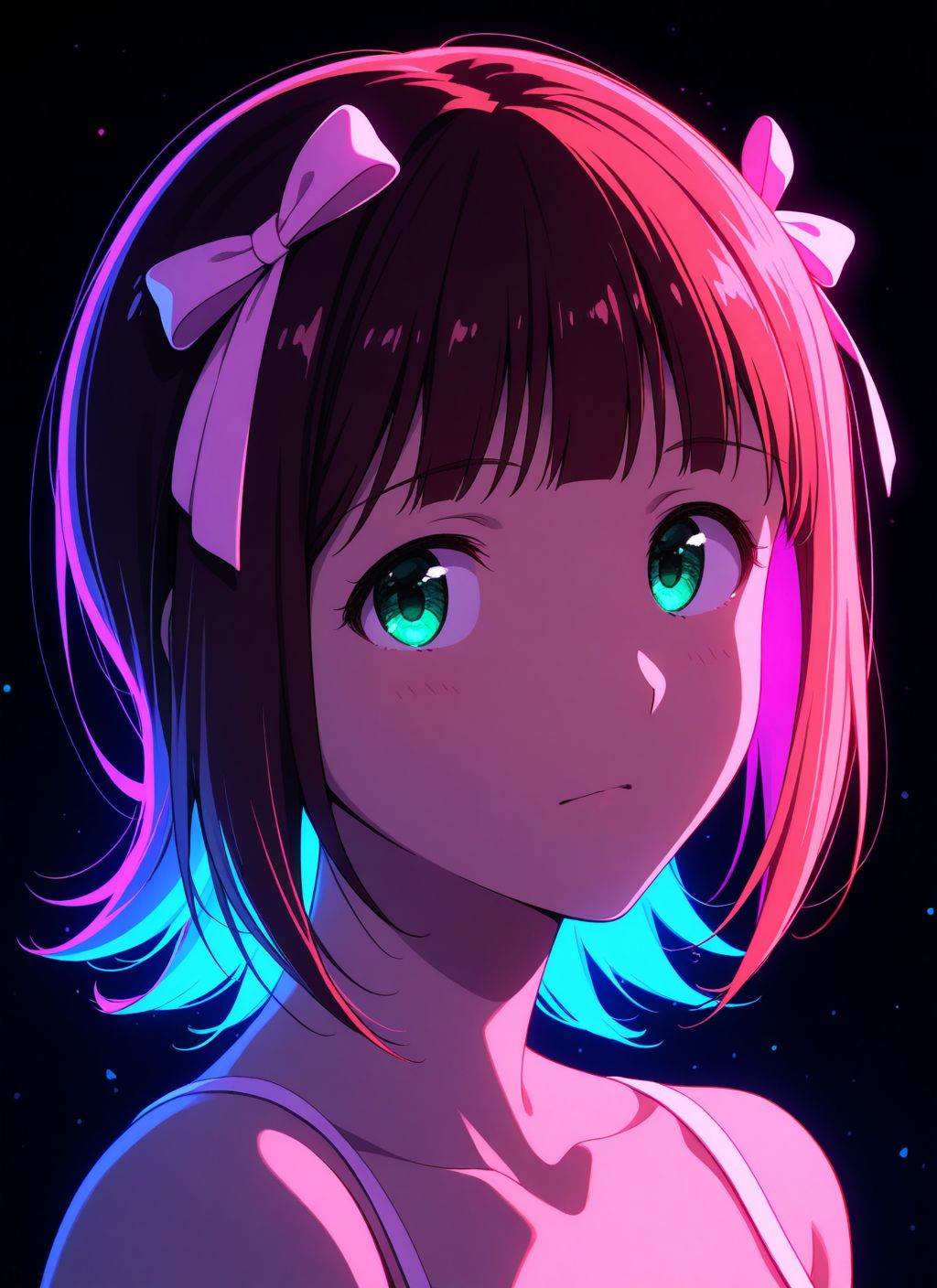 amami haruka,  limited palette,  black background on Tensor.Art