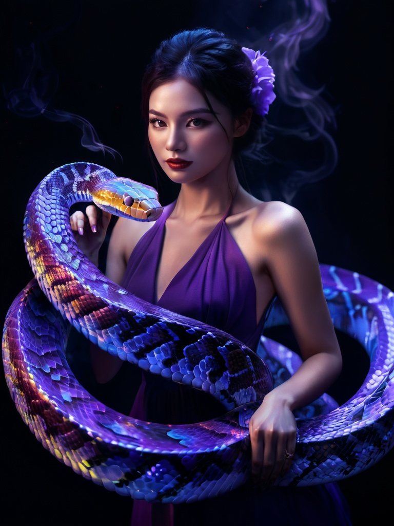 a girl wearing a purple dress,  lighting,  fantasy on Tensor.Art