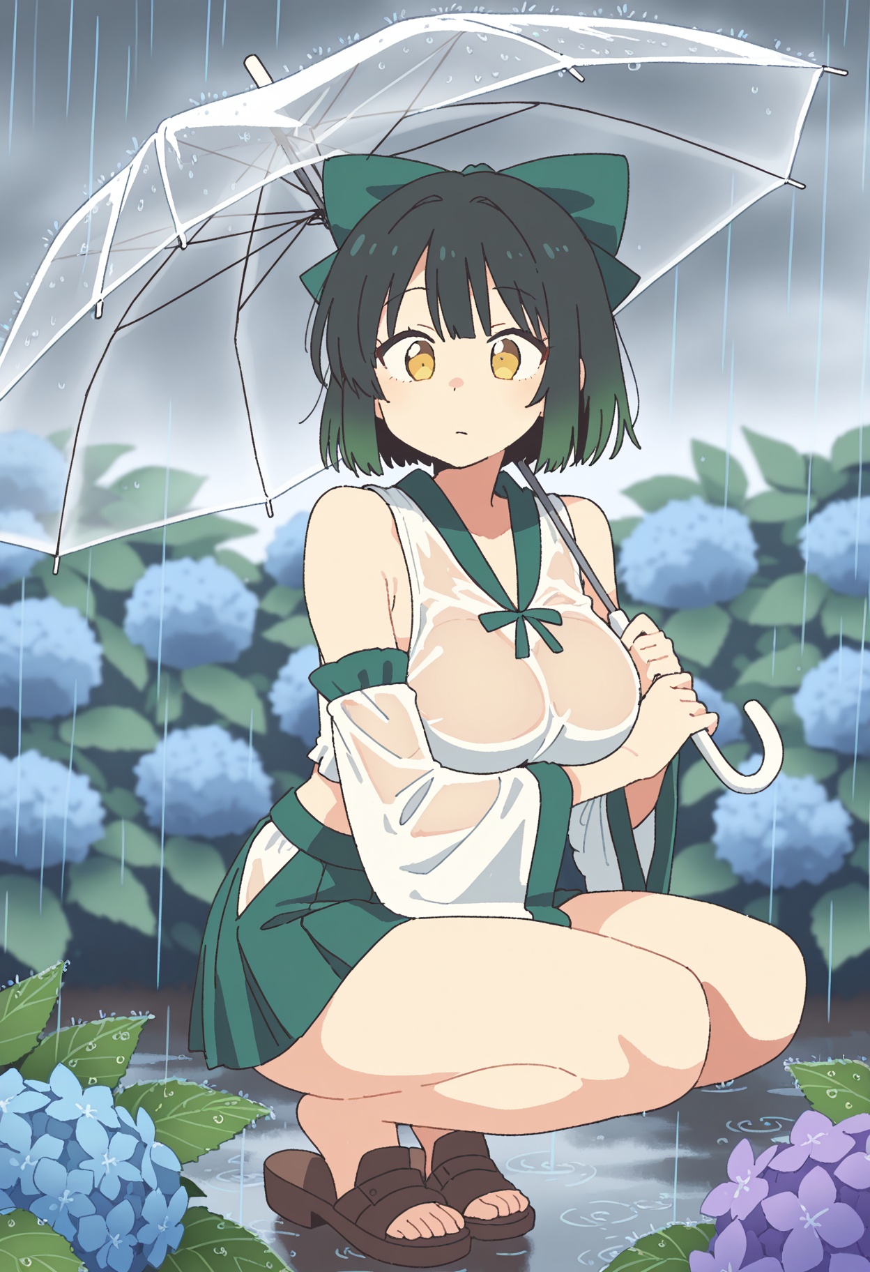 1girl,  black short hair,  bright yellow eyes on Tensor.Art