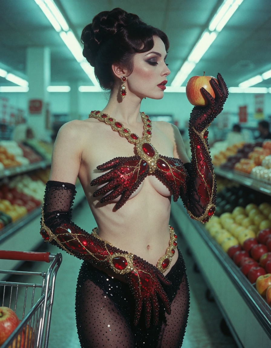 seen slightly from the side,  a analog screengrab of 70s horror with chromatic abberration of a woman effectively with wit...
