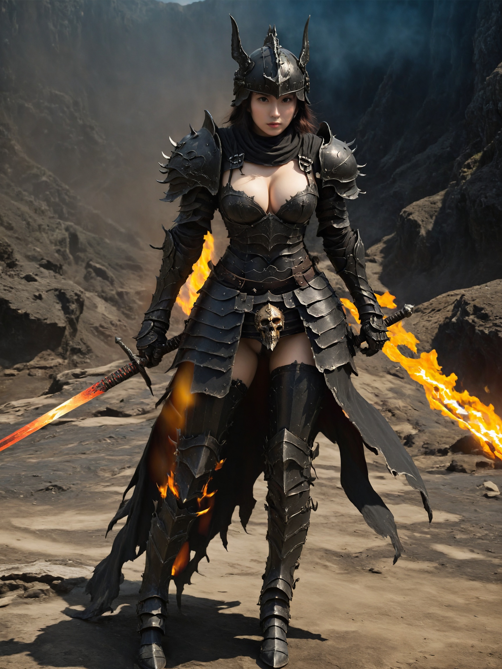 a girl standing in front of hot sprint,  show cleavage,  breasts on Tensor.Art