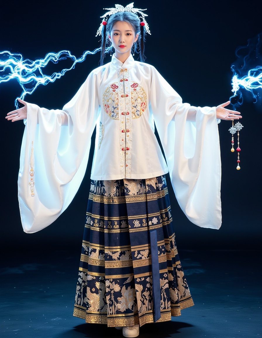 front photo,  photography of a mysterious girl with bubbles aura,  she wearing in ming style hanfu on Tensor.Art