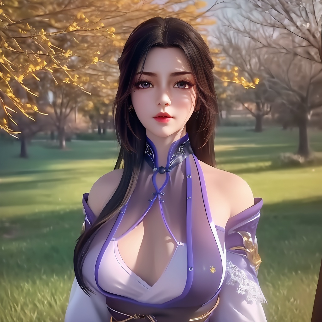 <lora:779-DA-绝世战魂-楚云:0.8>, (,1girl, ,best quality, ),looking at viewer,  ,, ultra detailed background,ultra detailed background,ultra realistic 8k cg,,masterpiece, (( , )), fiction,mole,  ,     ,see-through, lace, (cleavage),, (((, solo, sun, , bare_tree, )))