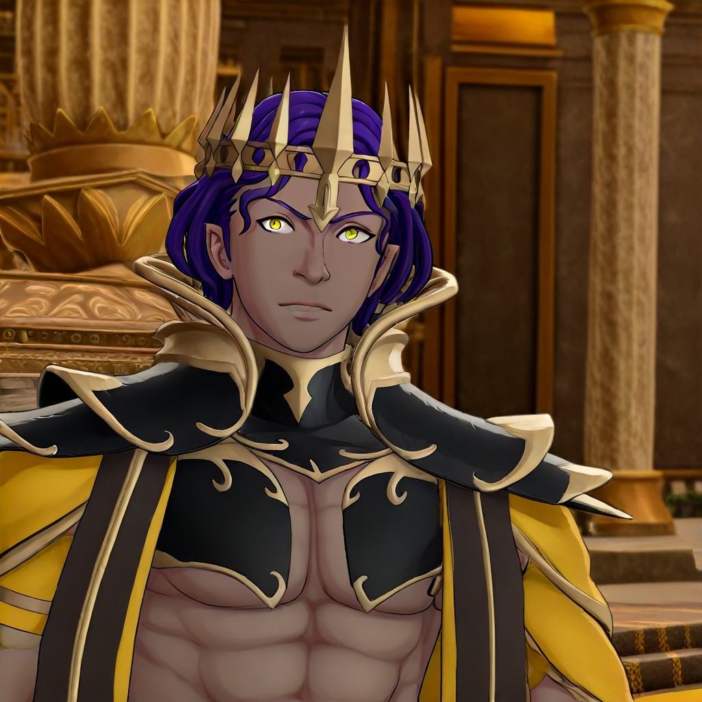 dyan,  purple hair,  gold crown on Tensor.Art