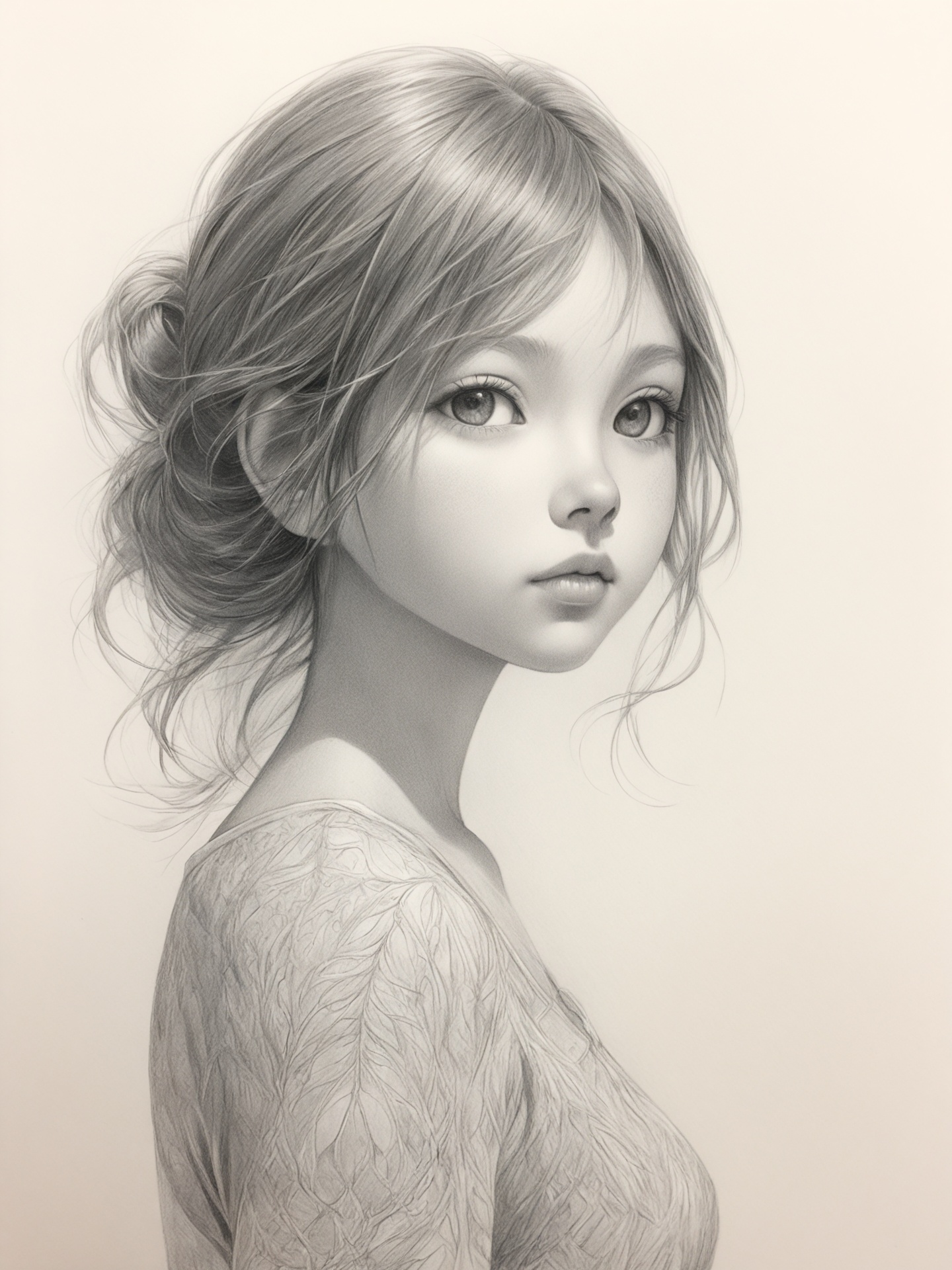 1girl,  graphite drawing,  pencil shading on Tensor.Art