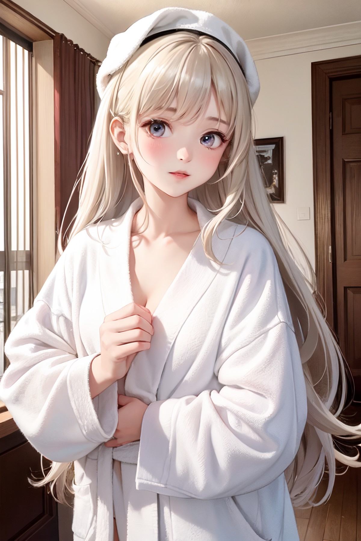 1girl,  white bathrobe on Tensor.Art