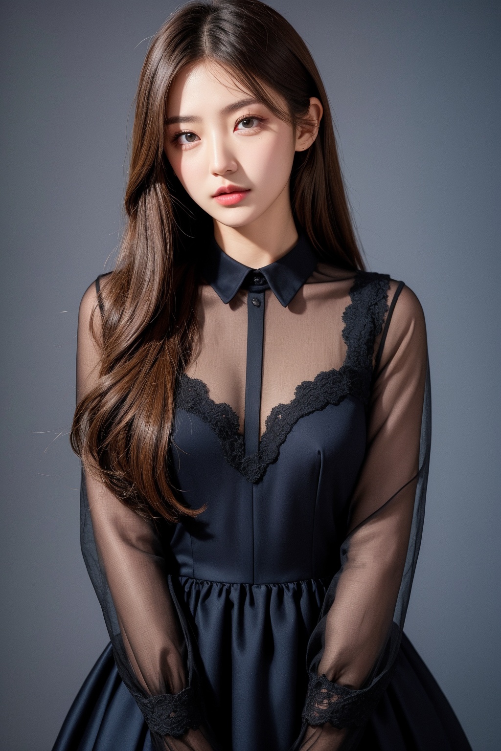 1girl,  black background,  black eyes on Tensor.Art
