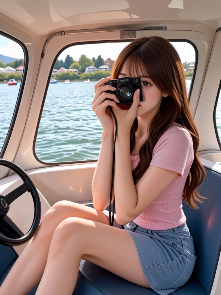 watercraft interior,  steering wheel,  1girl on Tensor.Art