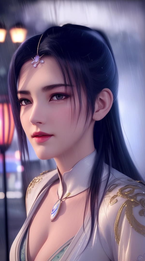 <lora:444-DA-真阳武神-禅银纱-男装:0.8> ,(,1girl, ,best quality, ),looking at viewer, ,ultra detailed 8k cg, ultra detailed background,  ultra realistic 8k cg,          cinematic lighting, cinematic bloom, (( , )),,  , unreal, science fiction,  luxury, jewelry, diamond, pearl, gem, sapphire, ruby, emerald, intricate detail, delicate pattern, charming, alluring, seductive, erotic, enchanting, hair ornament, necklace, earrings, bracelet, armlet,halo,masterpiece, (( , )),,  ,cherry blossoms,(((, night,night sky,lamppost,  ultra high res, (photorealistic:1.4), raw photo, 1girl, , rain, sweat, ,wet, )))(( , ))   (cleavage), (), 