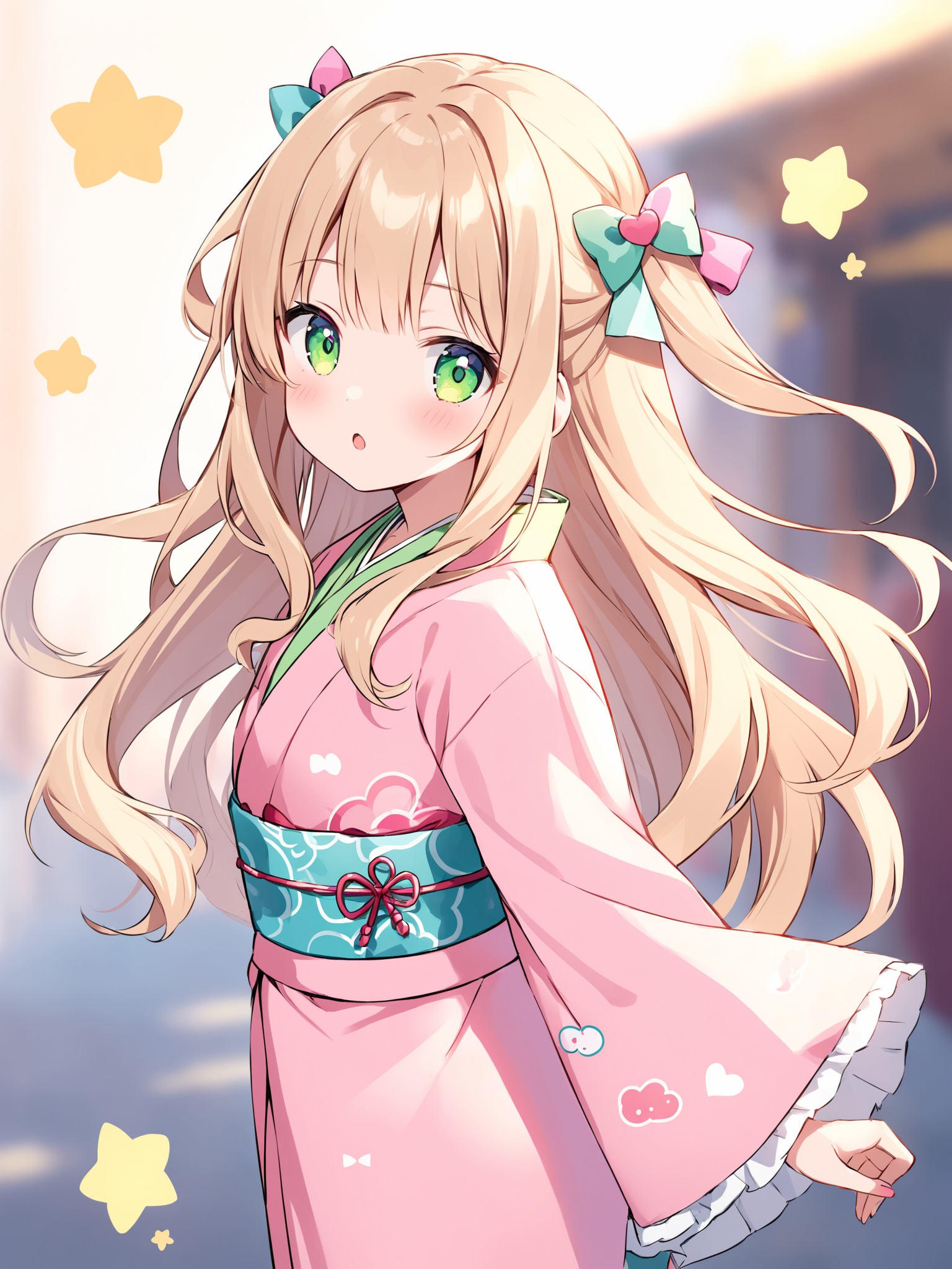 kimono,  blown hair,  long hair on Tensor.Art