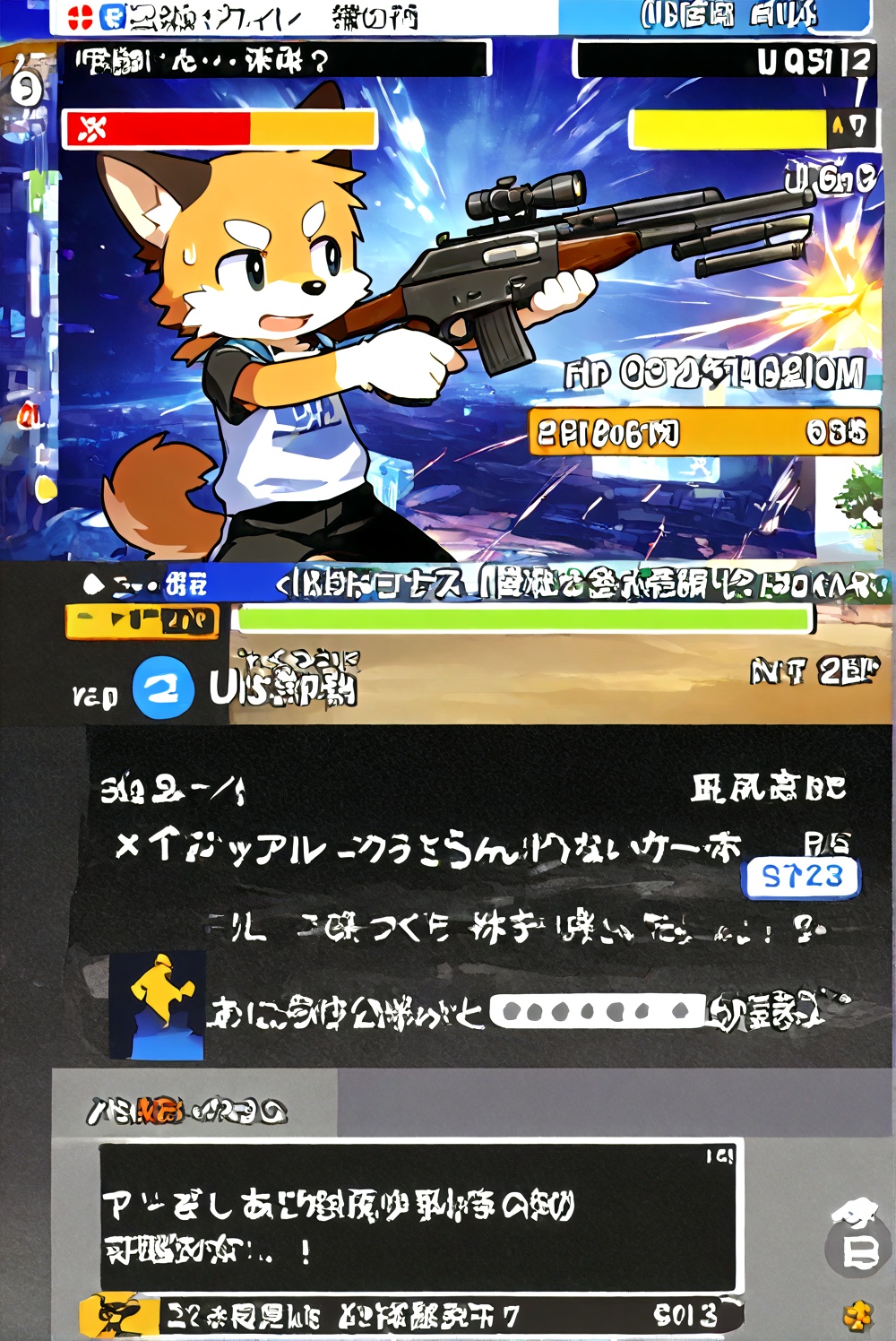 furry,1boy,random action,game ui,status_bar,game style,<lora:Akira茗:0.5>,