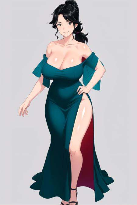 1girl,  bare_shoulders,  black_hair on Tensor.Art