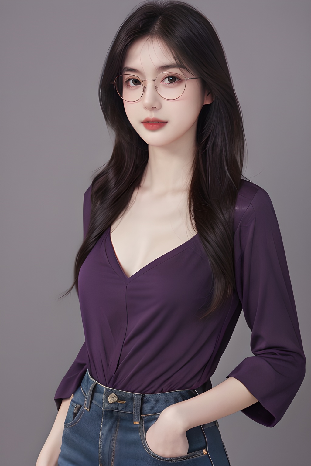 1girl,(simple background:1.2), <lora:0804_04:0.7>,<lora:SDXLrender_v2.0:0.6>, (medium breasts:0.8), purple clothes