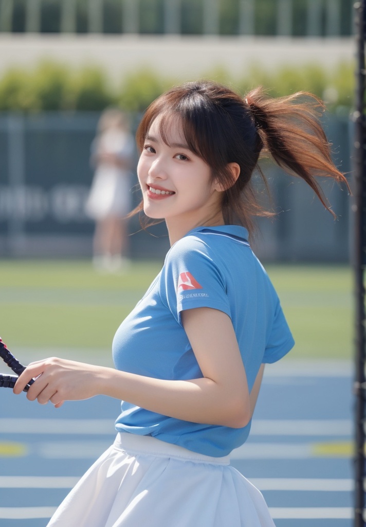 1girl,  wangqiu,  blue shirt by 阿泽泽 on Tensor.Art