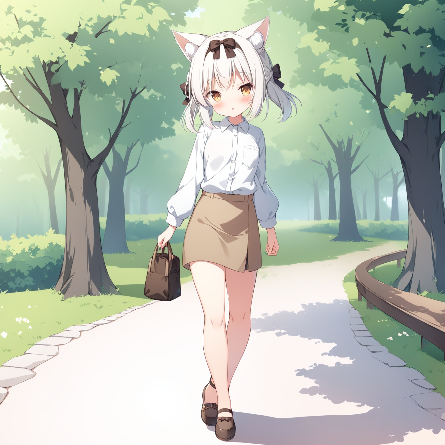 <lora:Yukikaze-SDXL:0.7>, Yukikaze,full body,Walking the park trails in civilian clothes