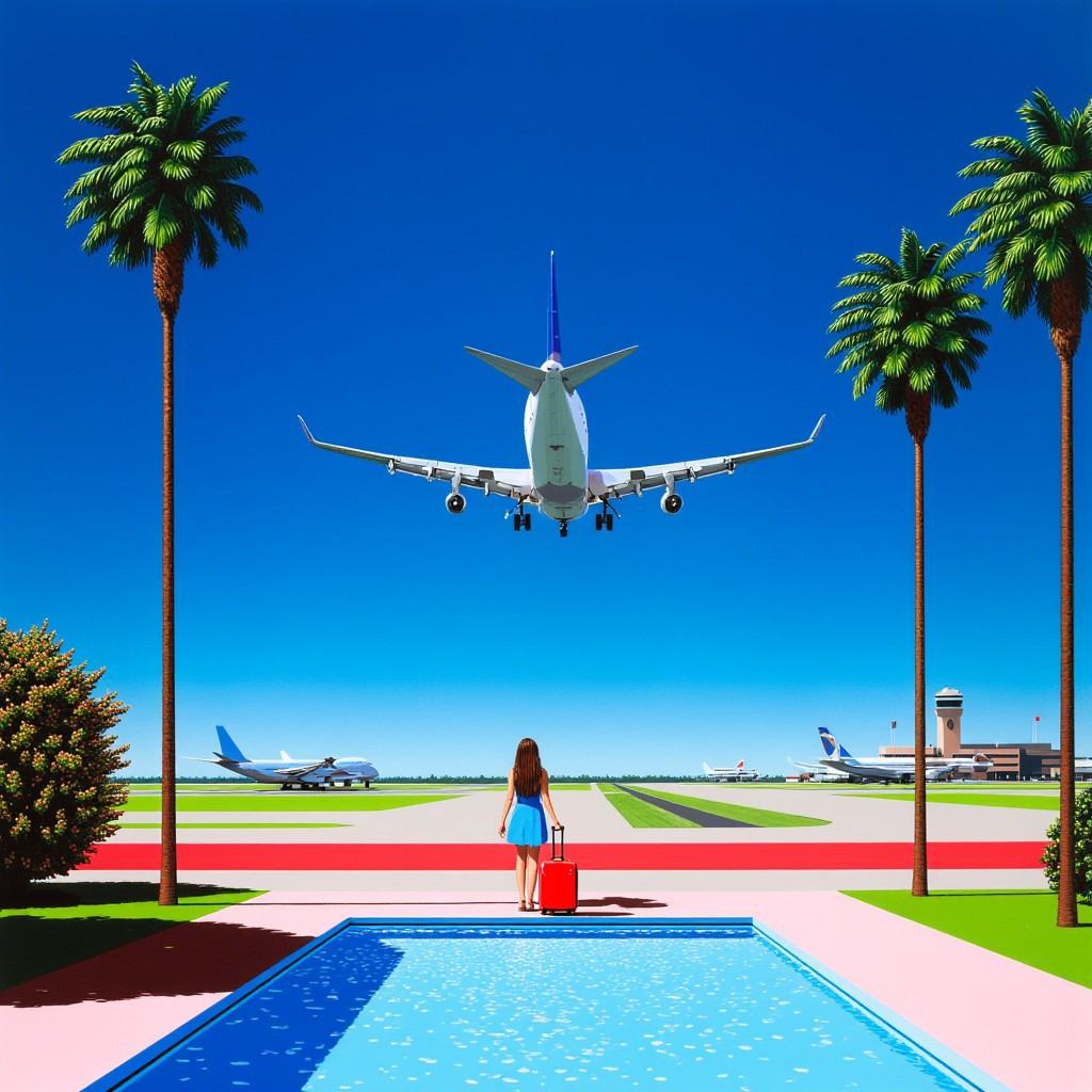 Hiroshi nagai style,  This image is a vibrant,  digitally created artwork in a retro-futuristic style on Tensor.Art