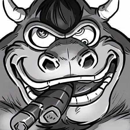nose horn,  left eye looking up right eye looking down,  cigar on Tensor.Art