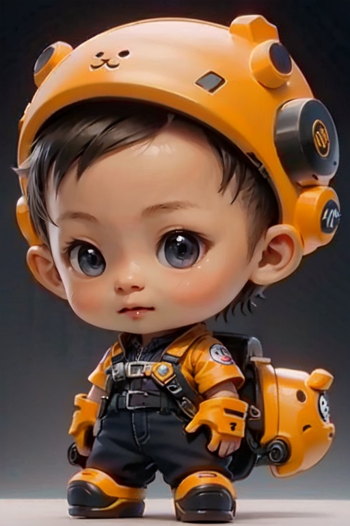 1boy,(short hair:1.3),mecha style,in space,starry background,((masterpiece, top quality, best quality, official art, beautiful and aesthetic:1.2),,<lora:**-10:0.8>,(a 4-year-old boy:1.2),(full body:1.3),(brown hair:1.1),(wear a helmet:1.2),(complex background:1.2),(chibi:1.3), <lora:huanxiangjijia:0.6>