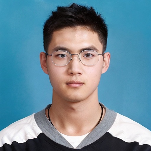 1 men with short hair,the background is blue,<lora:nan:1>,rough crazy,realistic,wear glasses,high school students,