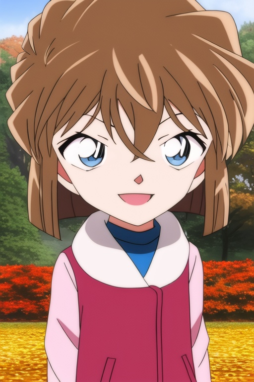 <lora:huiyuanai3.01:1>,1girl,smile,light brown hair,petite,child,blue eyes,huge filesize,in autumn,