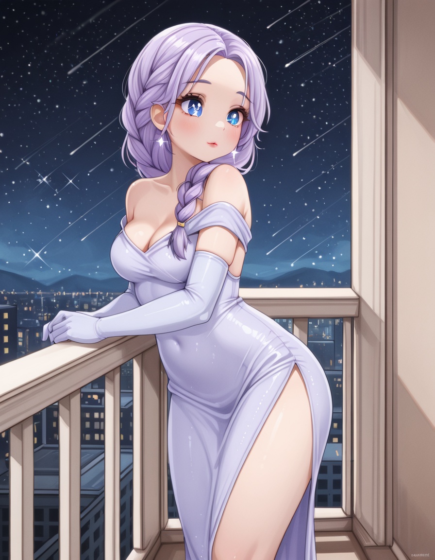 cstyle1girl,  balcony,  long dress on Tensor.Art