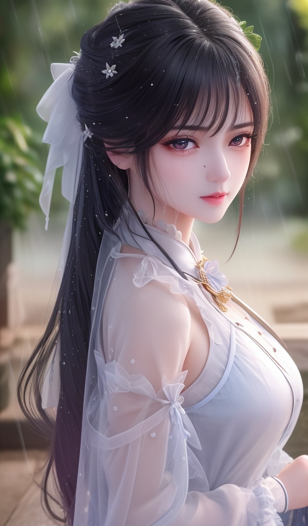 (,1girl, ,best quality, ),looking at viewer, <lora:381-DA-武动乾坤-绫清竹-新模:0.8> ,,ultra detailed background,ultra detailed background,ultra realistic 8k cg,  ,masterpiece, (( , )), ultra realistic 8k cg, ,tamari \(flawless\),  crying with eyes open,    ,eyelashes,magic,hydrokinesis,sweat, wet, rain, ,       (()), (),