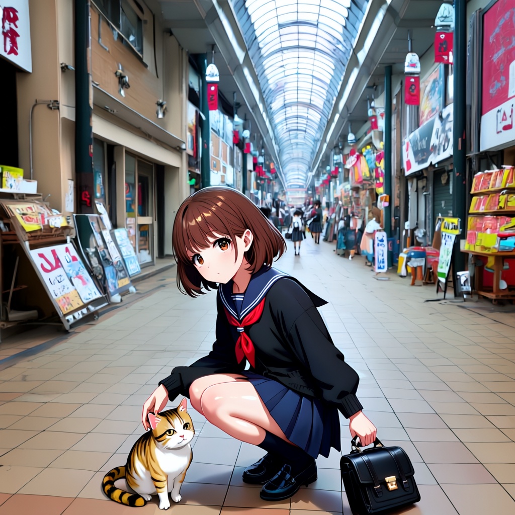 tenjinbashisuji shopping street,  1girl,  solo on Tensor.Art
