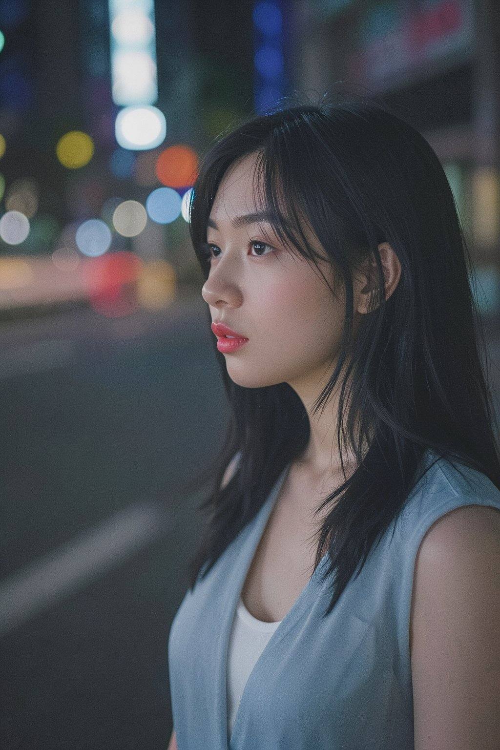 A young East Asian woman,  appearing to be in her early twenties,  is positioned in the right side of the frame by 天TIN on...