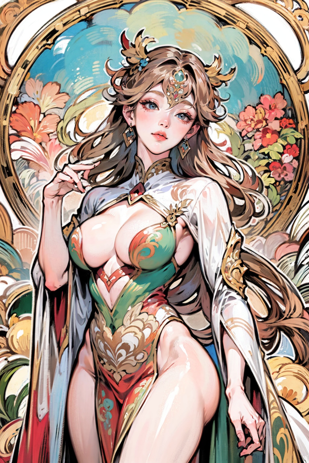 ((mucha style)),  busty and sexy girl,  8k on Tensor.Art