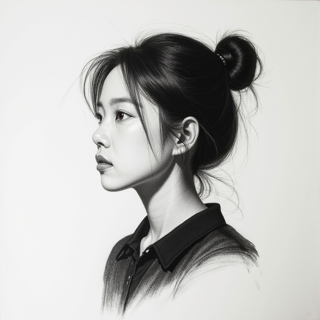 arafed drawing of a woman with a black collared shirt,charcoal portrait,detailed face of a asian boy,side profile waist up portrait,korean artist,detailed charcoal sketch,angle profile portrait,jung gi kim,detailed charcoal drawing,a charcoal drawing,portrait of a japanese ****,charcoal drawing,side profile cenetered portrait,side profile centered portrait,side profile portrait,black and white charcoal sketch,light charcoal drawing,charcoal sketch,portrait drawing,chiaroscuro portrait,rough charcoal sketch,professional portrait drawing,portrait a 1 5 - year - old boy,realistic graphite,charcoal pencil,charcoal and champagne,artsation contest winner,head centered portrait,portrait of 1 5 - year - old boy,realistic. cheng yi,kim jung gi,pencil and charcoal,charcoal on paper,