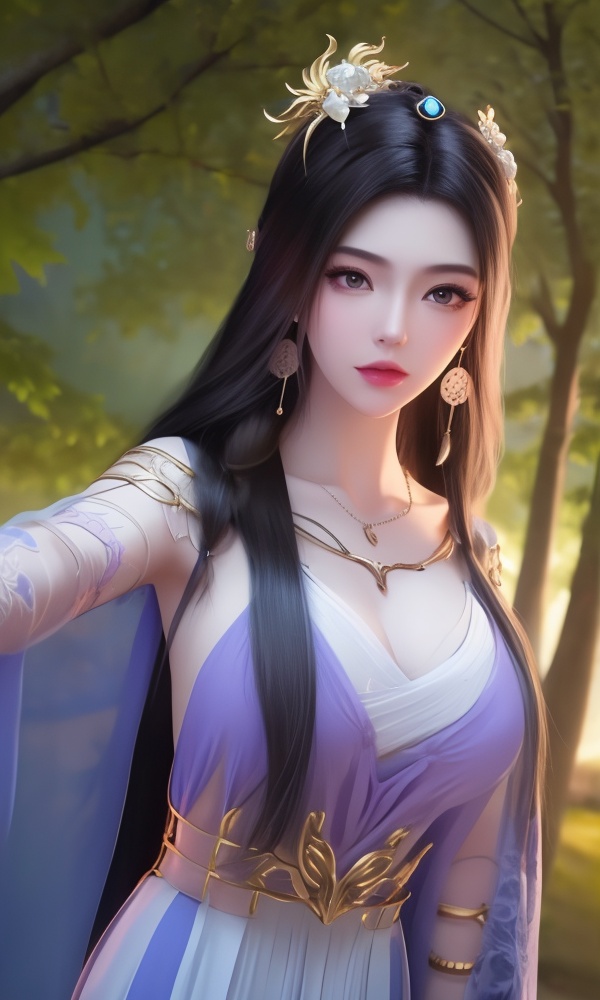 (,1girl, ,best quality, ),looking at viewer, <lora:395-DA-凡人修仙传-紫灵:0.8> ,, ultra detailed background,ultra detailed background,ultra realistic 8k cg,,masterpiece, (( , )), fiction,mole,  ,tamari \(flawless\),    ,see-through, lace, (()),(((, solo, sun, , bare_tree, ))) , jewelry, necklace, solo, , , , hair_ornament, , earrings,large breasts,,  , ,