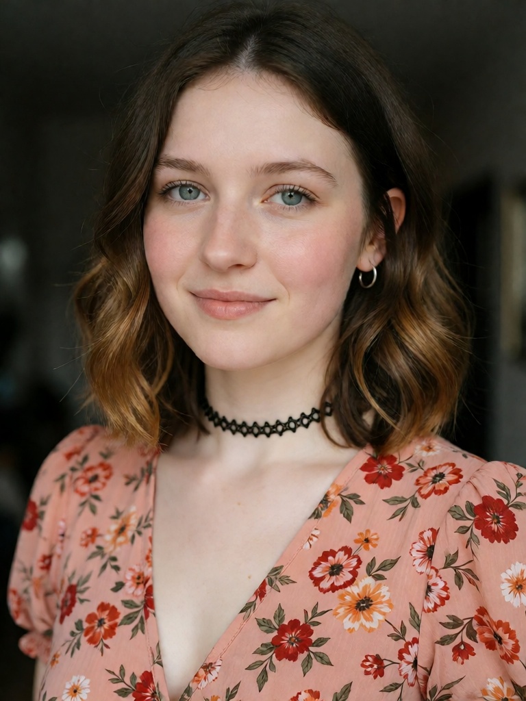 medium close-up portrait from chest up,  young woman early 20s,  fair skin with rosy cheeks on Tensor.Art