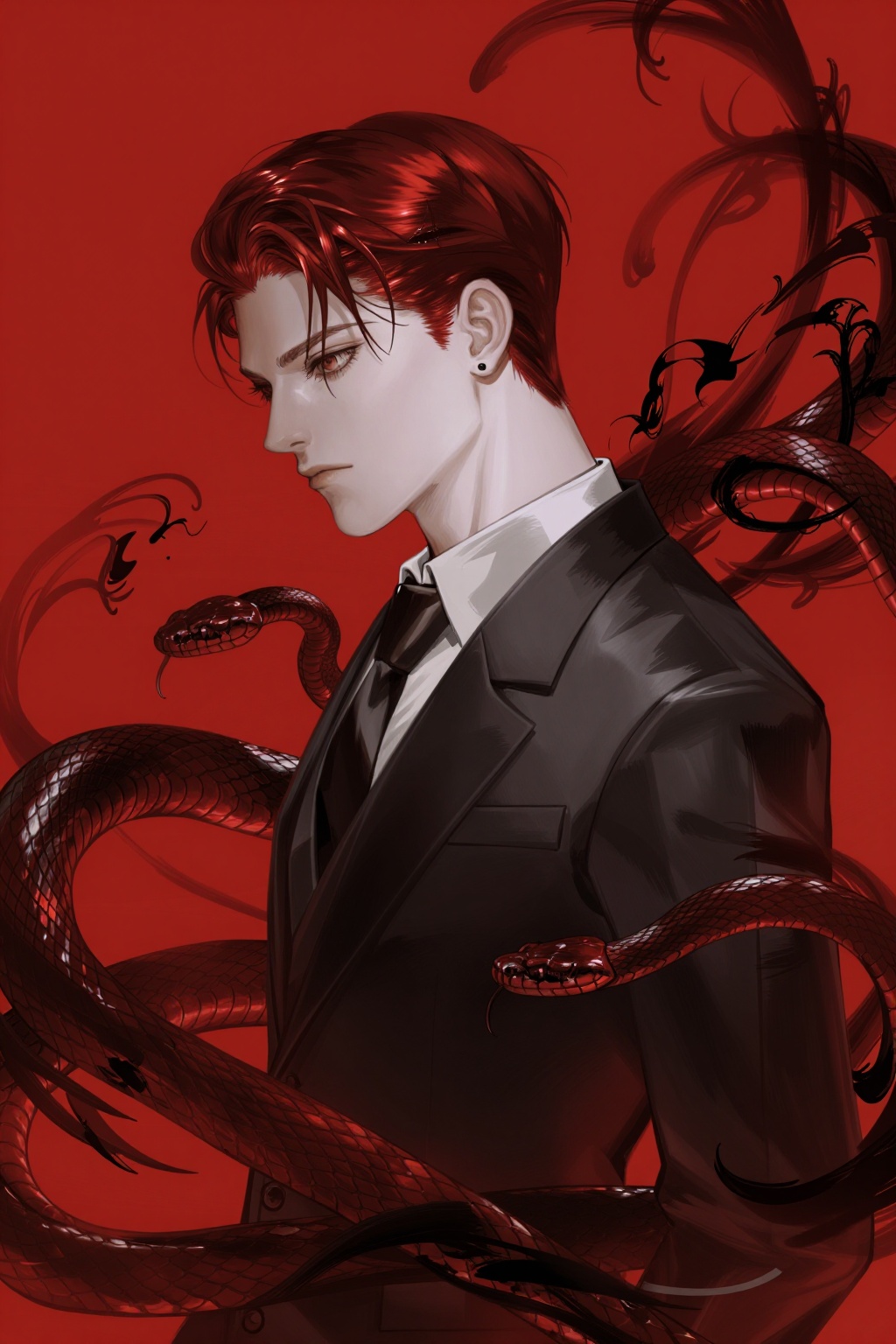 A young male with pale skin,  a sharp jawline,  and short on Tensor.Art