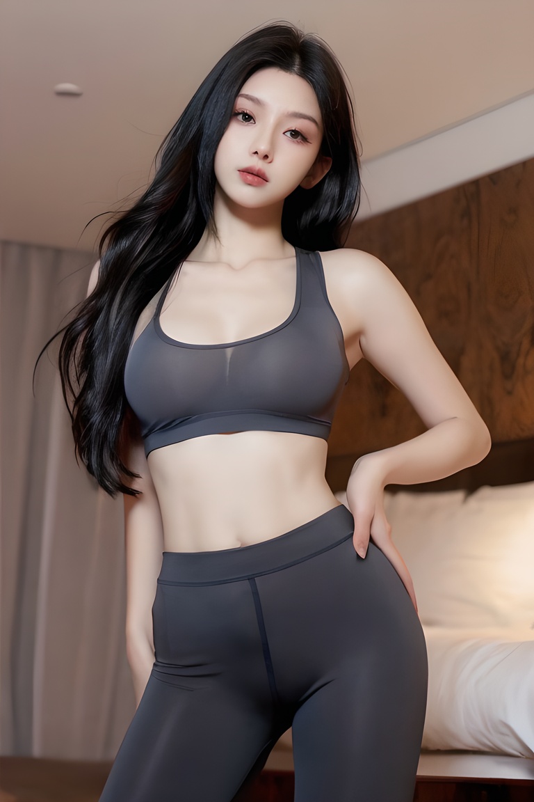 (masterpiece, best quality:1.4),finely detailed,1girl,solo,pale skin,perfect body,standing,medium breasts,<lora:性感灰色透明瑜伽服+美女-000006:0.8>,bra,grey pants,grey sports bra,killer,pants,underwear,yoga pants,(cowboy_shot:1.2),(front view),  <lora:性感灰色透明瑜伽服+美女:0.7>
