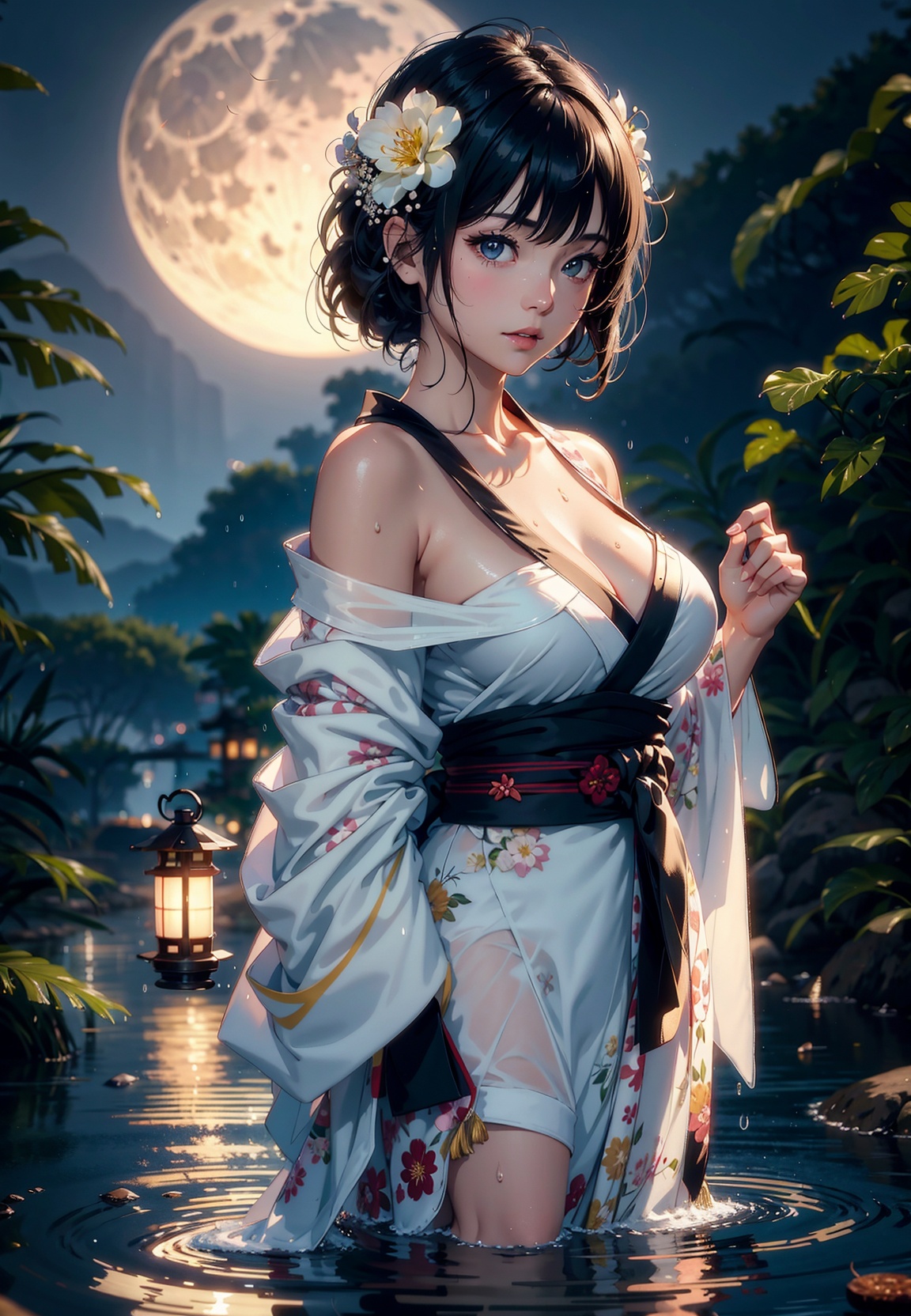 1girl,  breasts,  moon on Tensor.Art