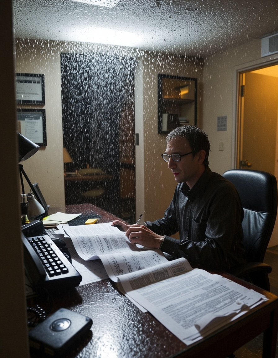 eheavyrain,  closeup,  man in the office on Tensor.Art