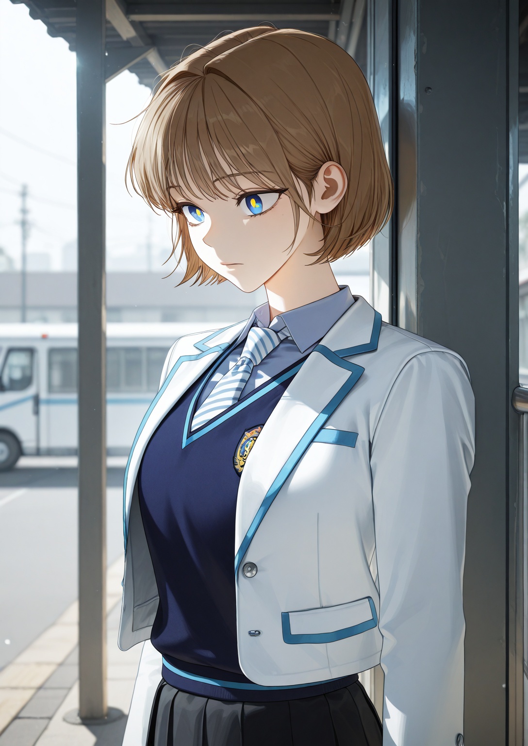 "1girl,  solo,  bus shelter on Tensor.Art