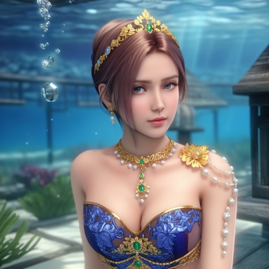 <lora:847-DA-XL-死或生-Elise-BirthdaySuit-20220903:0.8>, (,1girl, ,best quality, ),,masterpiece, ((((, solo,  , ,solo focus, ,underwater, )))) ,ultra realistic 8k cg,   clean, masterpiece,     cinematic lighting, cinematic bloom,  (( , )),, , unreal, science fiction, luxury, jewelry, diamond, gold, pearl, gem, sapphire, ruby, emerald, intricate detail, delicate pattern, charming, alluring, seductive, erotic, enchanting, hair ornament, necklace, earrings, bracelet, armlet,,(cleavage),,